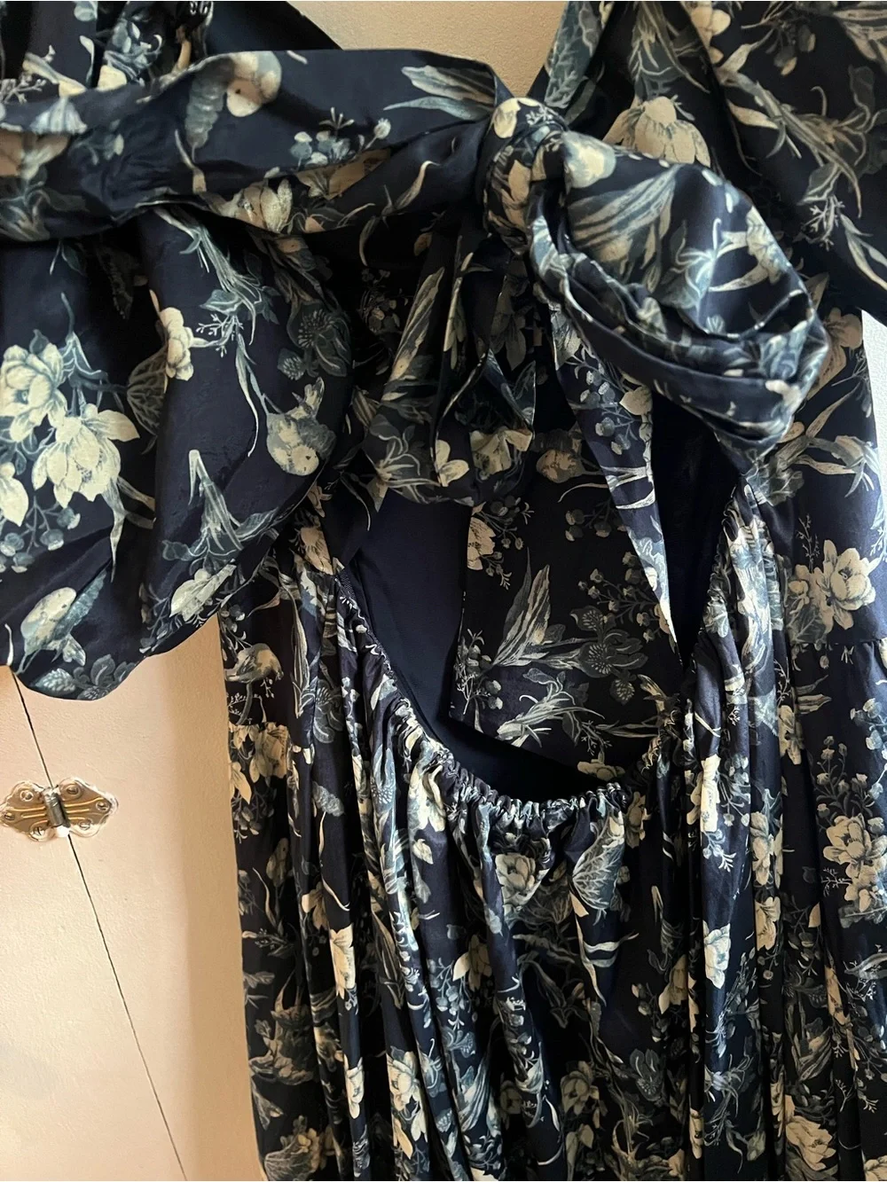 Abercrombie & Fitch Navy Floral Puff-Sleeve Maxi Dress NWT